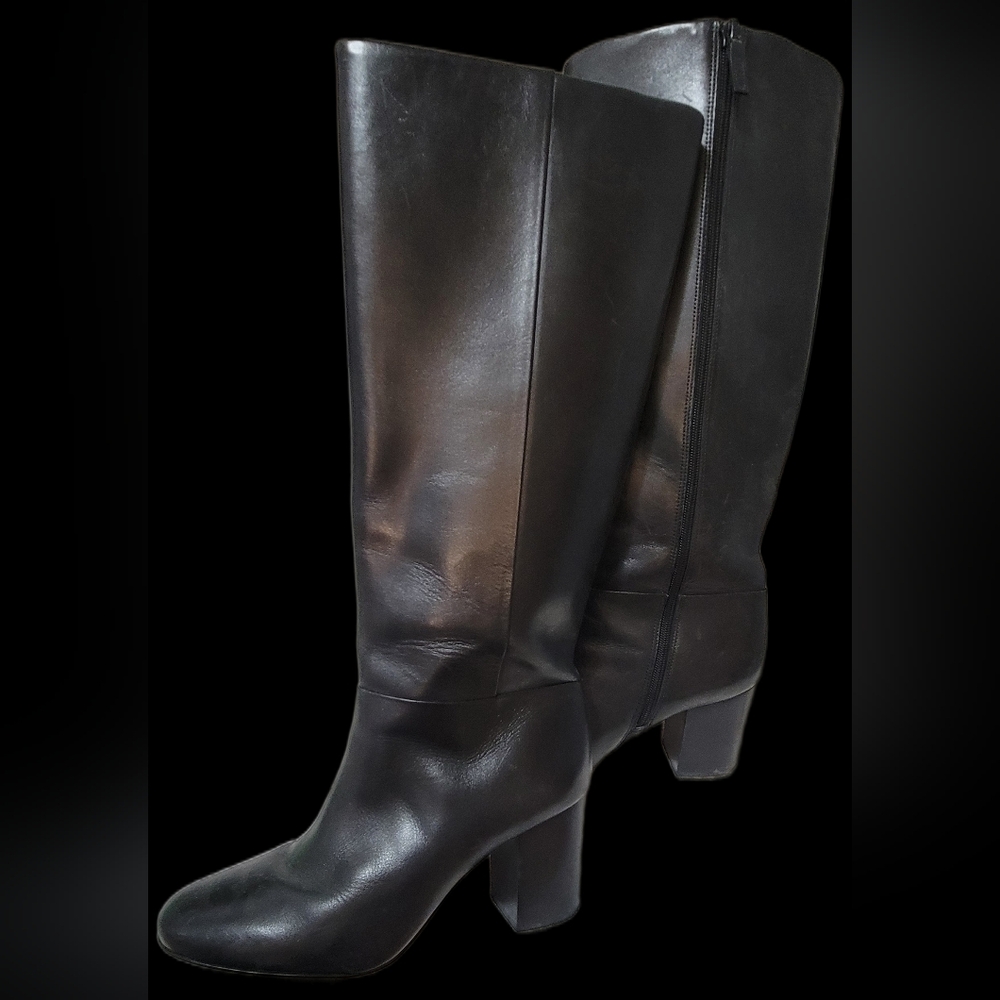 Talbots Black Leather Over-the-Knee Block Heel Boots